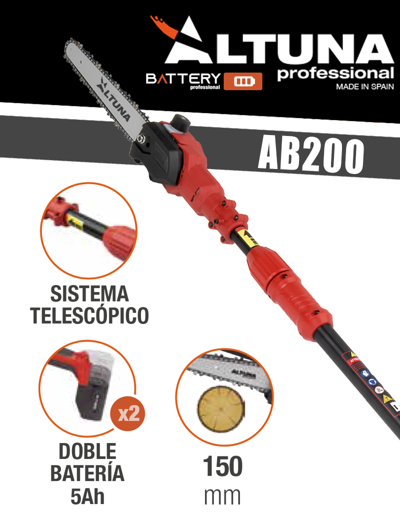 MOTOSIERRA PÉRTIGA A BATERÍA ALTUNA AB200 (150MM)