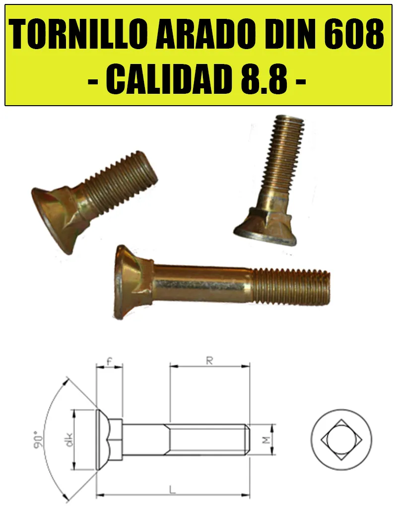 TORNILLO ARADO DIN 608 12X90 8.8  (CAJA 50 UDS.)