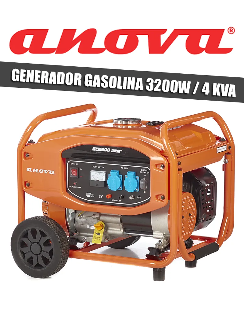 GENERADOR ANOVA GASOLINA 3200 W / 4 KVA - I.V.A. Y PORTES INCLUIDOS